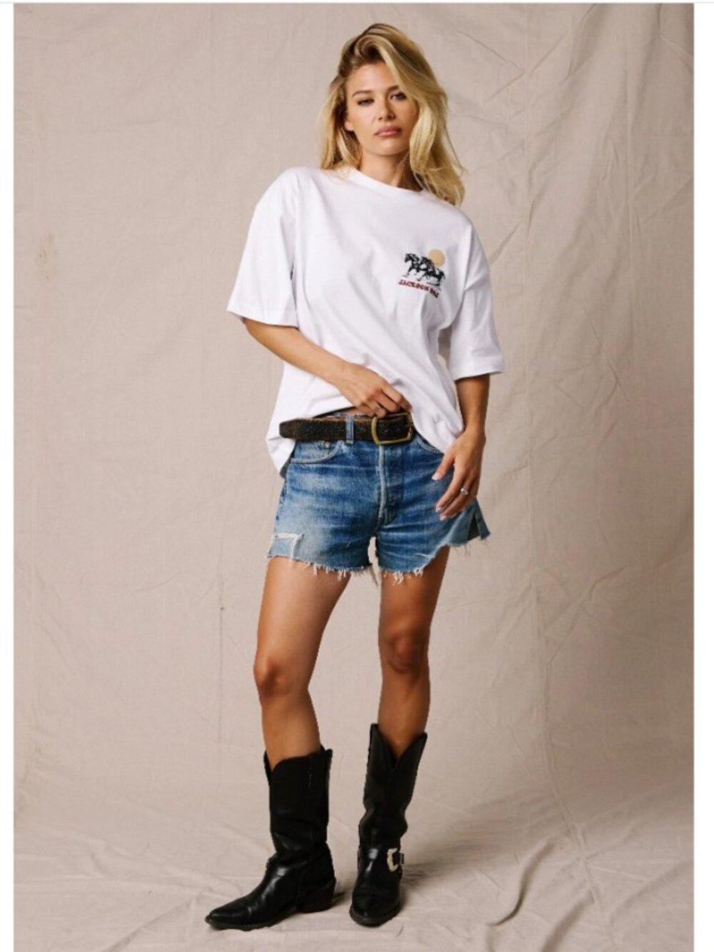 Diamond Cross Ranch Jackson Hole White Short Sleeve Horses Graphic Unisex Tee